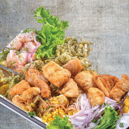 Ceviche, Arroz con Mariscos y Chicharrón Pescado