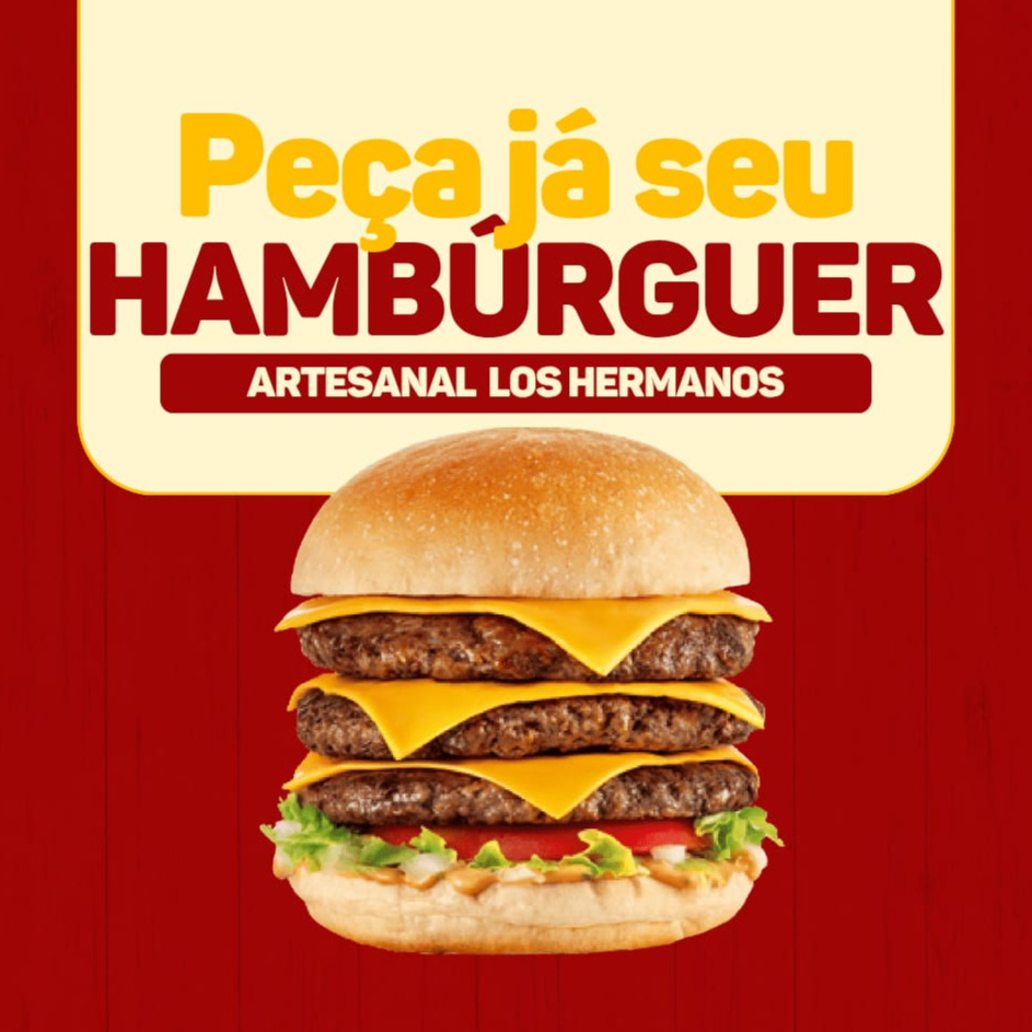 Pão de brioche tostado, 3 hambúrguer bovino artesanal 110g, queijo cheddar fatiado, bacon fatiado crocante, molho especial. (Imagem Meramente Ilustrativa)