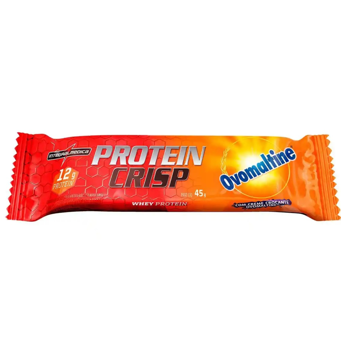 Ovomaltine: blend proteico (proteína concentrada de leite obtida de leite bovino, colágeno hidrolisado e proteína de soro do leite isolada), ovomaltine® creme crocante, cobertura sabor de chocolate ao leite, ovomaltine® flocos crocantes, óleo de palma, crisp de proteína de soro do leite sabor de chocolate, cacau em pó solúvel,Frutooligossacarídeos (fos), extrato de malte, mix de vitaminas e minerais (ácido ascórbico, nicotinamida, acetato de Dl-alfatocoferila, d-pantotenato de cálcio, sulfato de manganês, cloridrato de piridoxina, riboflavina, tiamina mononitrato, palmitato de retinila, sulfato cúprico, ácido n-pteroil-l-glutâmico, picolinato de cromo, d-biotina, Colecalciferol e cianocobalamina), água, cloreto de sódio, edulcorante xarope de maltitol, umectante glicerol, Aromatizantes, emulsificante lecitina e conservante sorbato de potássio