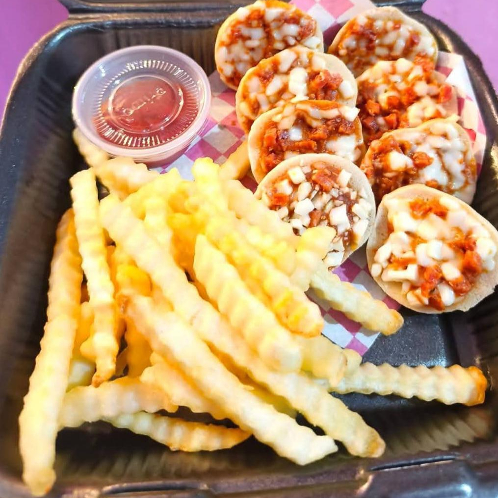 Mini Pizzas con Papas a la Francesa