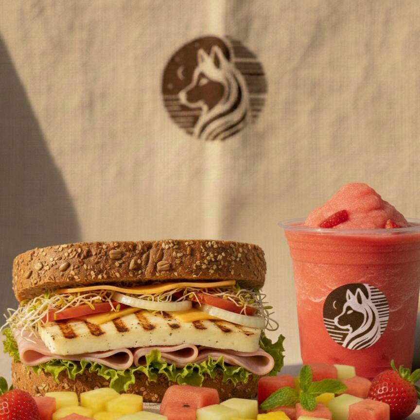 Media Luna ( Sándwich + Agua de Frutas )