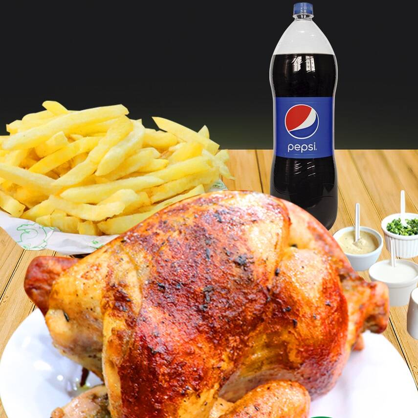 Pollo y Medio + Chaufa + Bebida.
