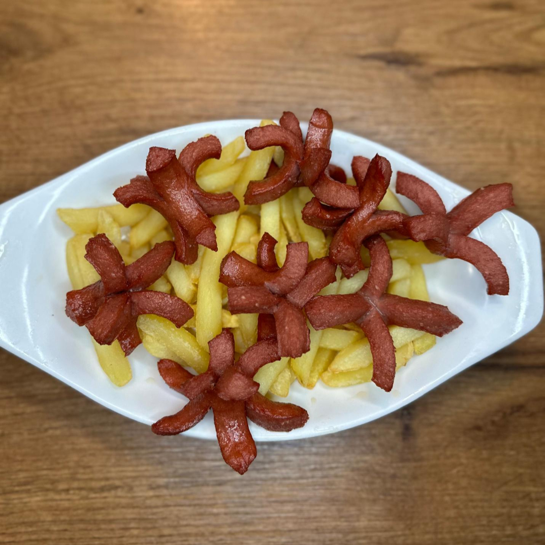 Salchipulpos con papas