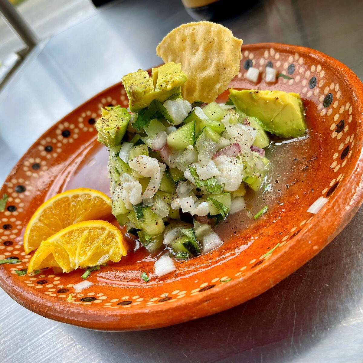 Tostada de Ceviche blanco