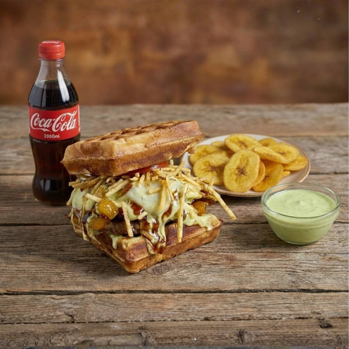 Waffle Santa + Gaseosa + Platanitos