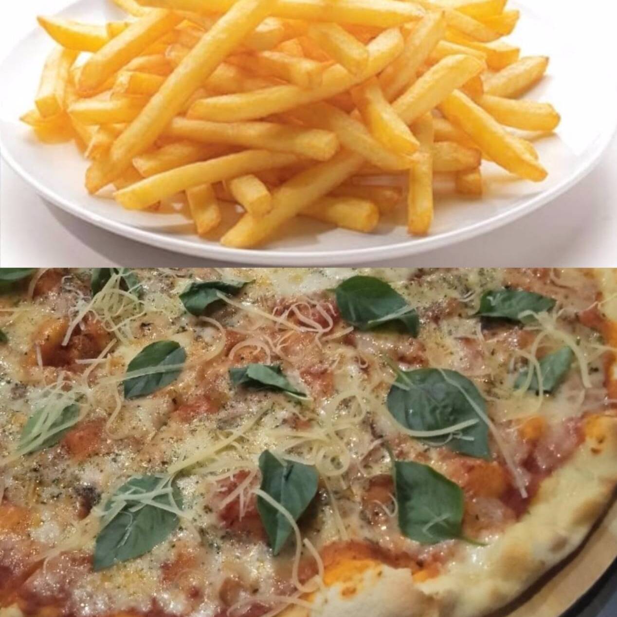 Pizza Margherita + Papas a la Francesa