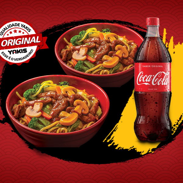 Delicioso macarrão levemente frito, acompanhado de legumes frescos( acelga, brócolis, vagem, cebola, cenoura, pimentão, repolho) e com ricas proteínas( carne bovina e frango) finalizado com molho especial e champingnon. Não retiramos nenhum ingrediente exceto champingnon. Bebida a escolha do restaurante.