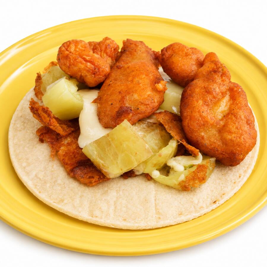Taco con Chile Güerito y Camaron