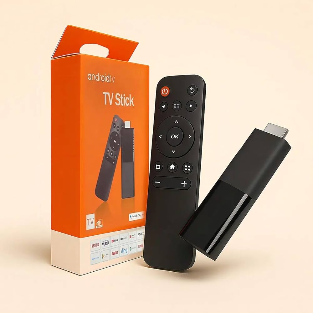 Um Android TV Stick é um pequeno dispositivo HDMI que se conecta à sua TV para transformá-la em uma Smart TV, rodando o sistema Android TV (ou Google TV), dando acesso à Google Play Store para baixar apps como Netflix, YouTube, Disney+;