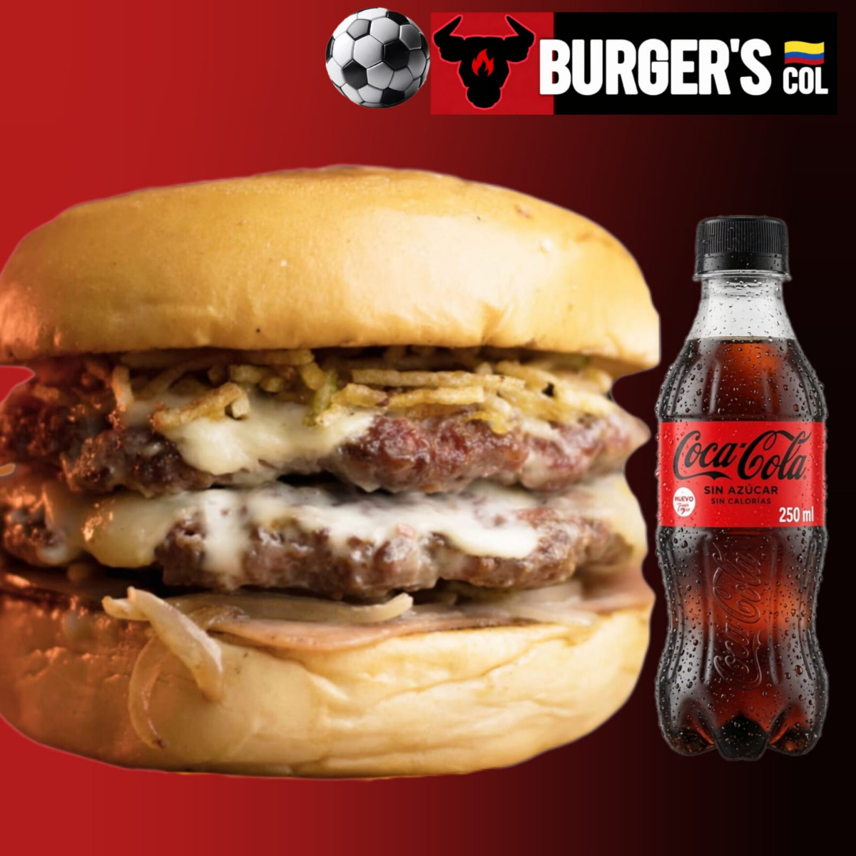 COMBO BURGER DOBLE CARNE 100% RES+ GASEOSA