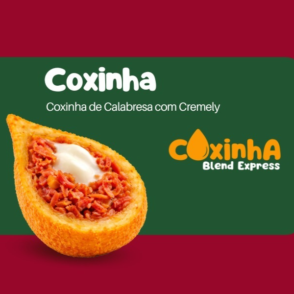 Uma deliciosa coxinha de calabresa com cremely com aprox. 68g Cada mordida revela uma massa leve e crocante por fora, cremosa e sedoso por dentro. Certamente satisfará o seu paladar e deixará você com gostinho de quero mais.