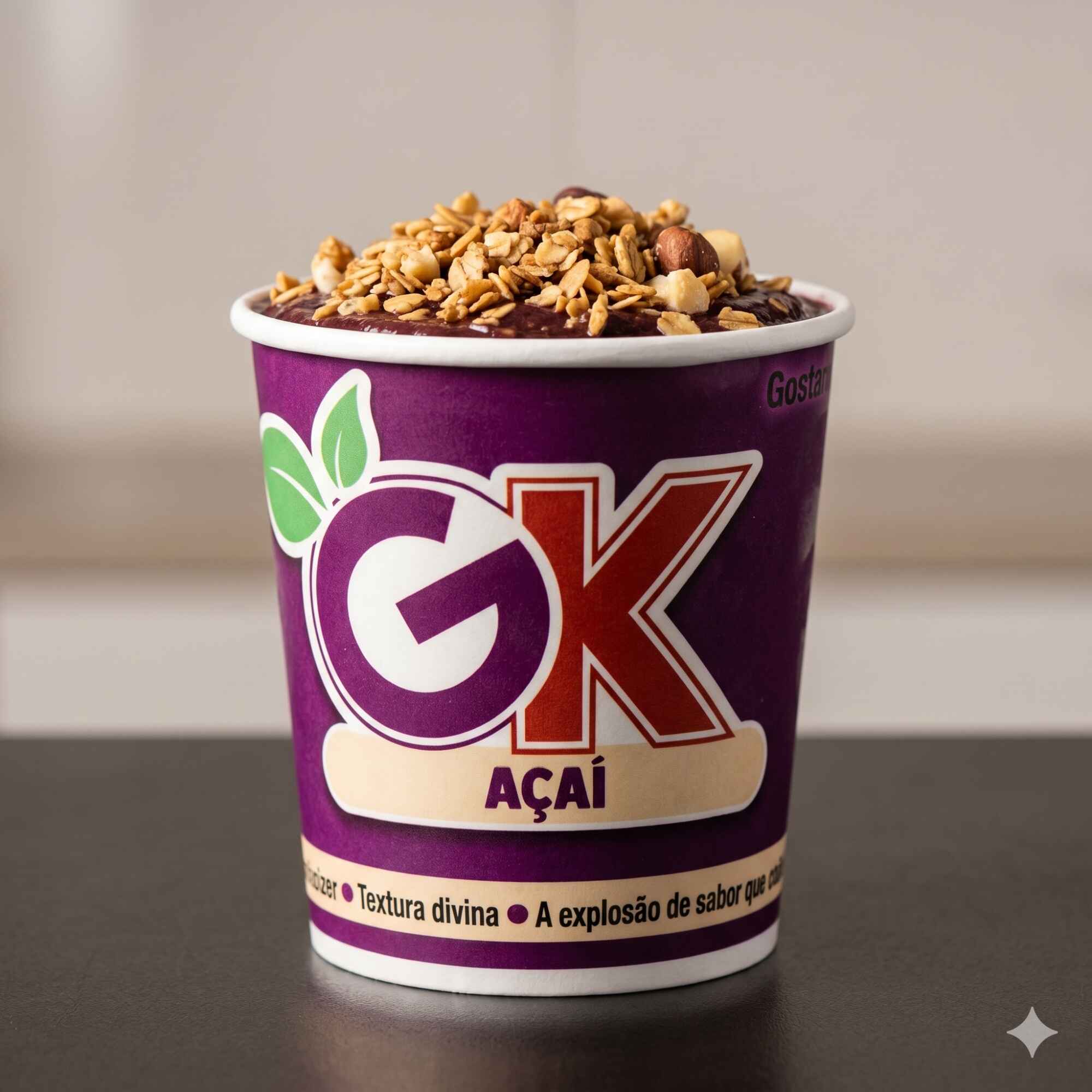 Seu açaí é enviado em um pote de 500 ml, bem cremoso e geladinho. O cliente pode escolher até 3 itens grátis para montar do jeito que preferir — paçoca, granola, frutas, leite condensado e muito mais. E ainda pode turbinar com mais de 10 opções adicionais para deixar o açaí ainda mais completo e irresistível.