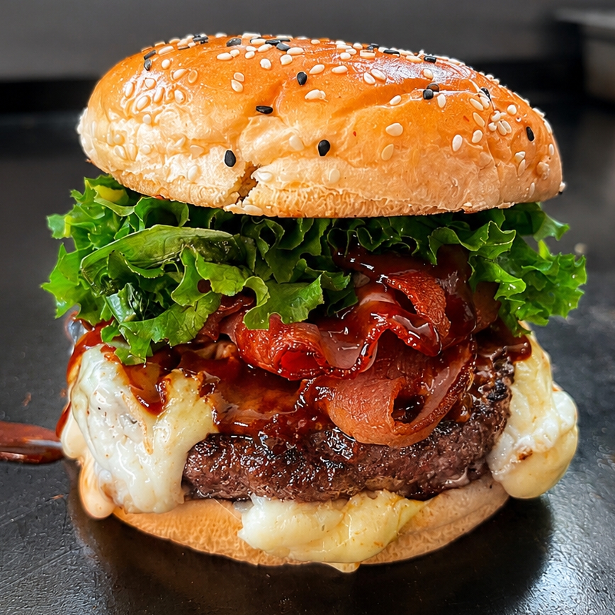 Hamburguesa Hawaiana con papas francesa