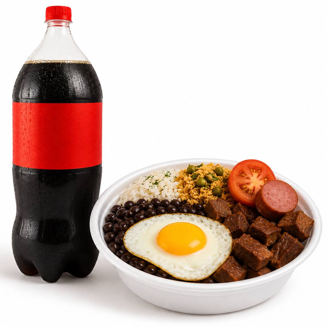2 Marmitas completas acompanhadas de salada do dia + 1 Refrigerante 600ml