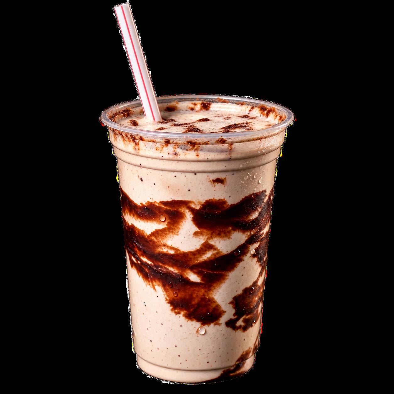 Copo de milk shake de sorvete ou açaí com cobertura e acompanhamento da sua escolha