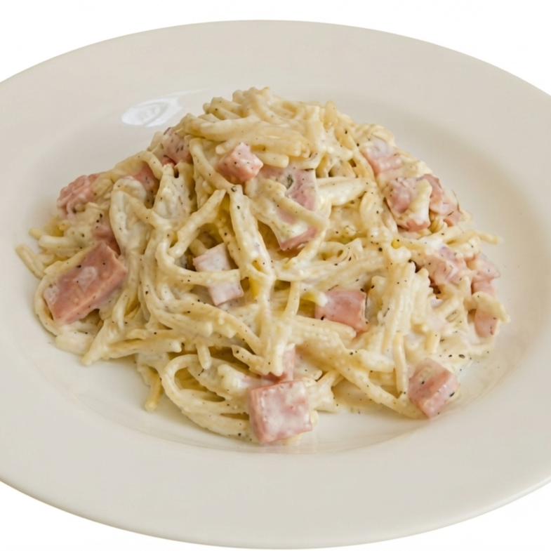 ESPAGUETI CON CREMA Y JAMÓN