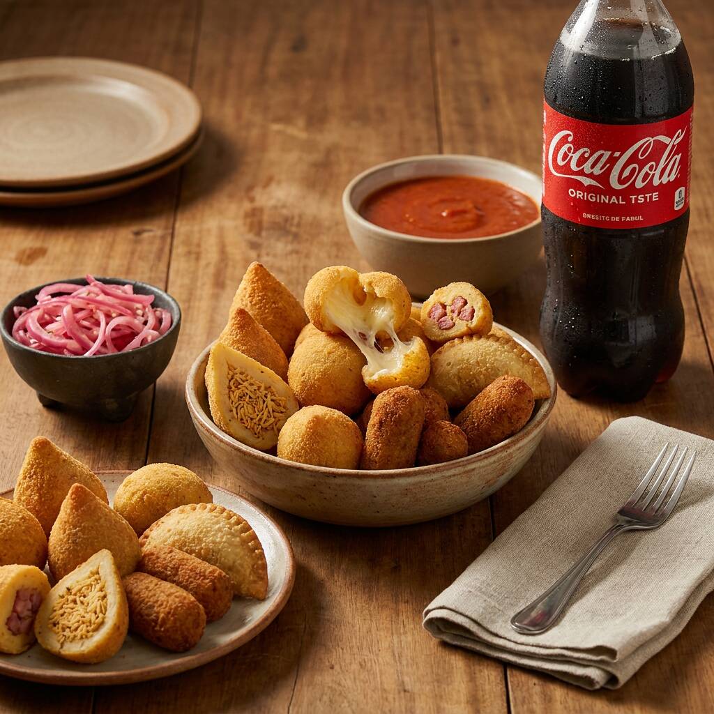 Combo Seleção 99, 1*100 SALGADOS DE 10g pague menos por unidade, 1*12 unidades, 1*25 SALGADOS DE 10g 5 SABORES IRRESISTÍVEIS, 1*Coca-Cola 2 LITROS