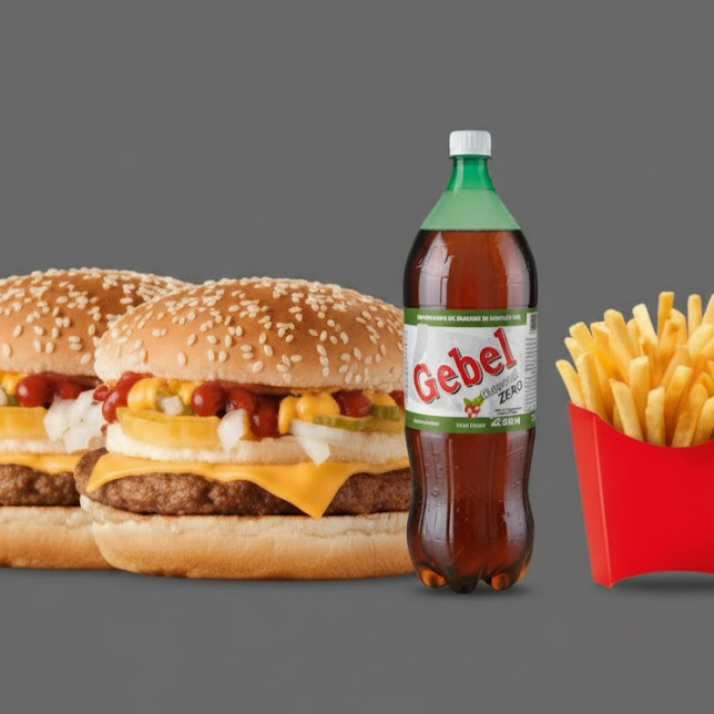 2 X tudo grande 2 batatas 100g cada 1 gebel 1 litros