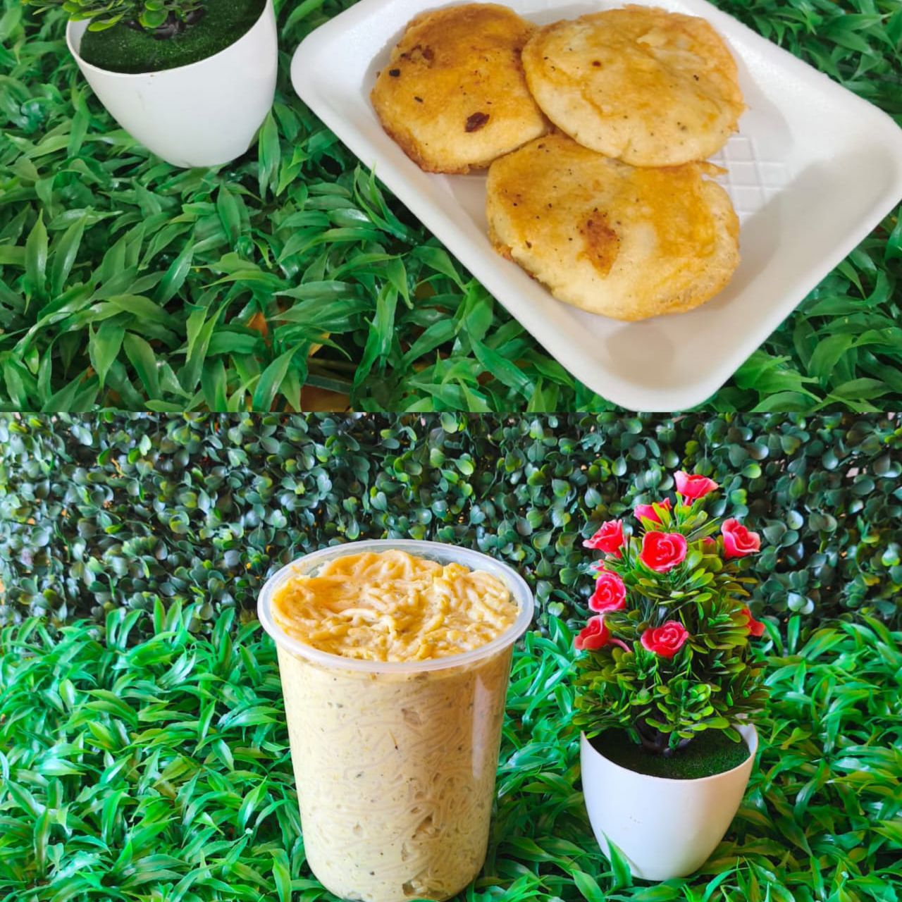 Espagueti Verde y Tortas de papa