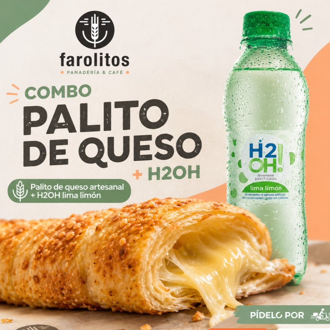 Combo Palito de queso con H20