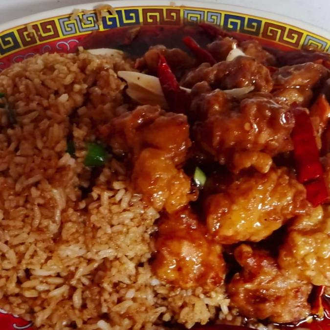 Pollo Naranja Arroz Frito Chun Kun