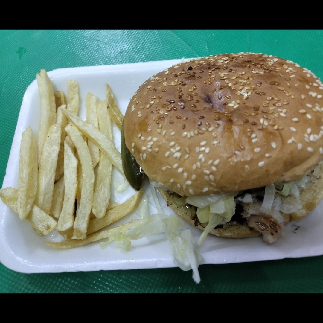 Hamburguesa de Pollo 100grsy Papas