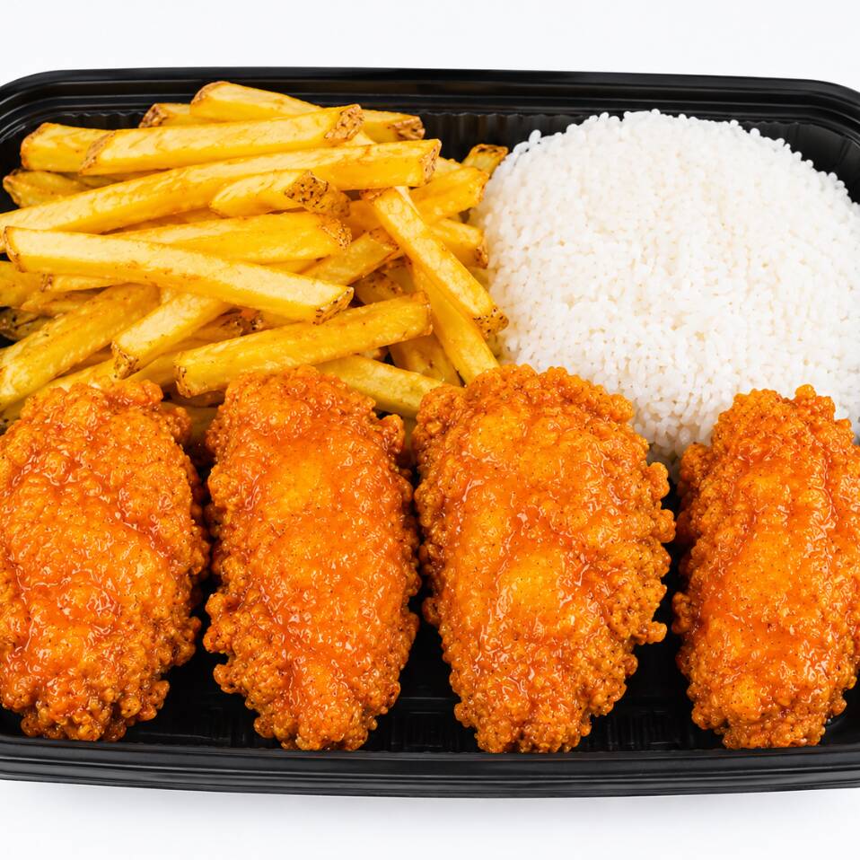 Alita Crispy + Papas + Arroz + Cremas