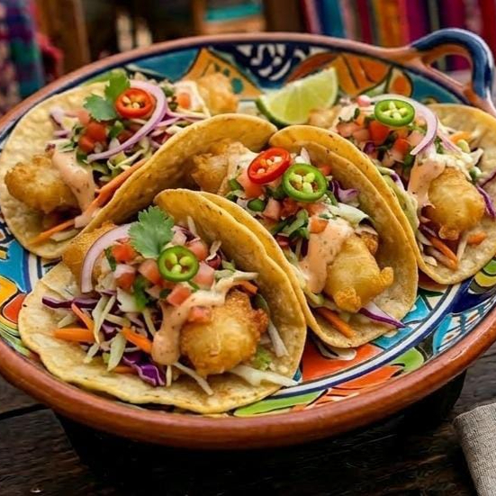 Tres Tacos Capeado de Pescado