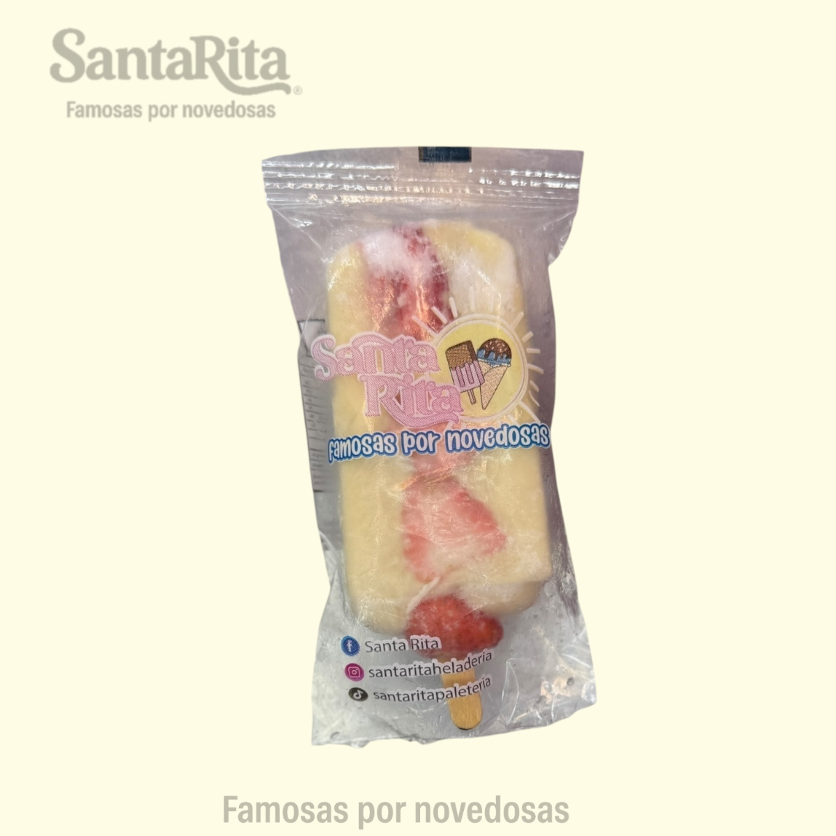 Paleta Fresas con Crema Cero Azúcar