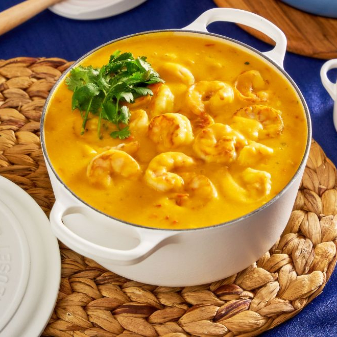 BOBO DE CAMARAO COM ARROZ E FAROFA DE DENDE ( SERVE 2 PESSOAS )