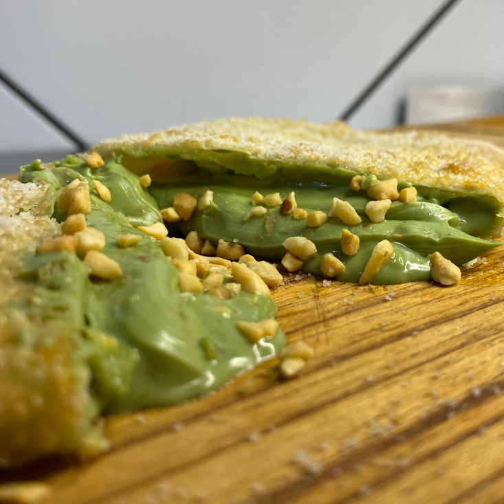 Creme de pistache com amendoim.