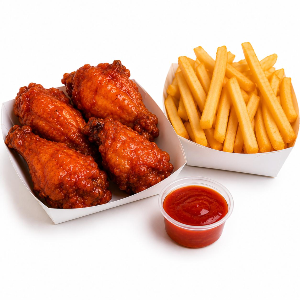 Alitas de Pollo 350 Grs Papas Fritas