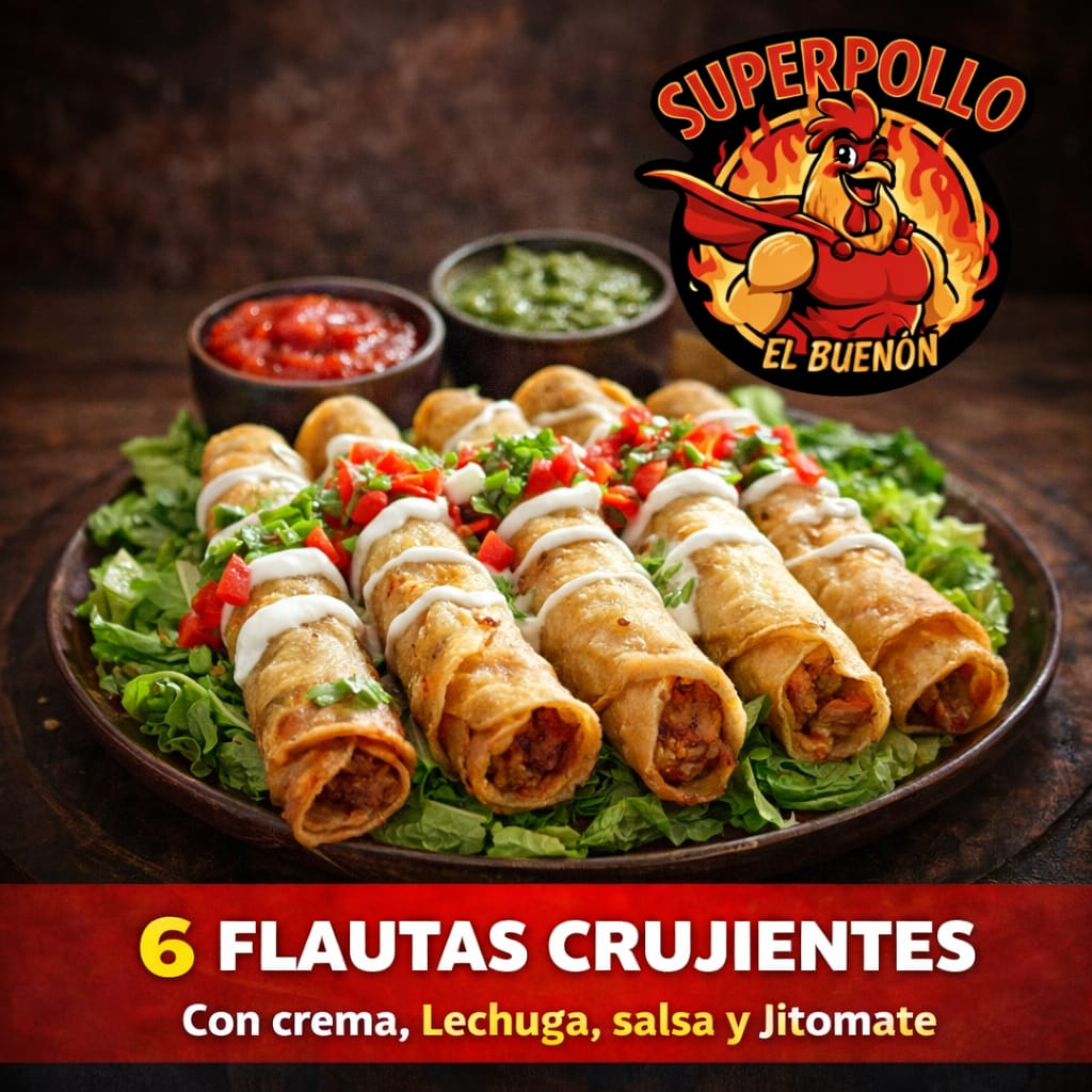 Orden de 6 Flautas de Tinga de Pollo 🌮