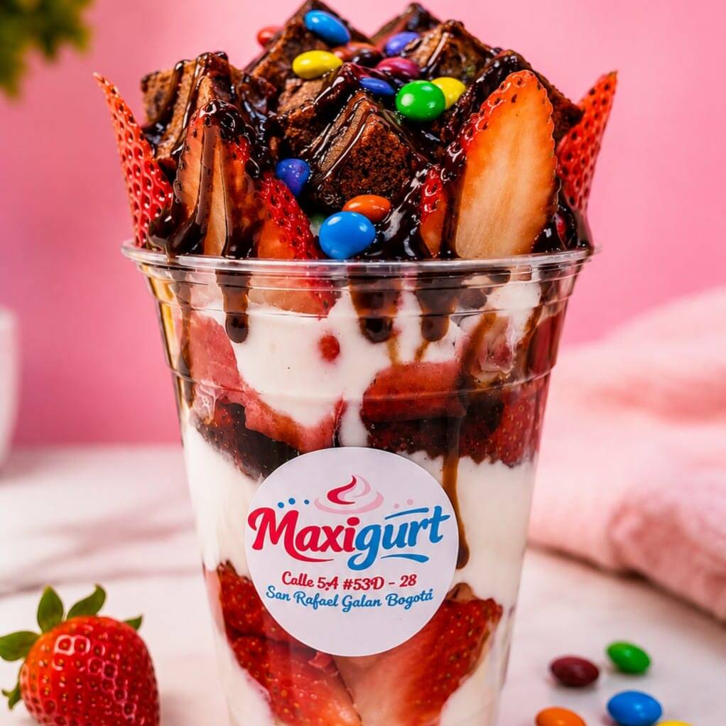 FRESAS CON CREMA Y BROWNIE