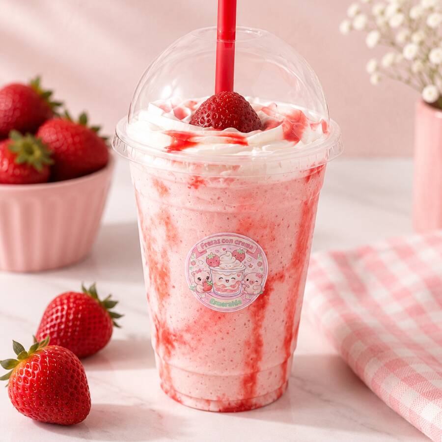 Frappe de Fresas con Crema 🍓🤍
