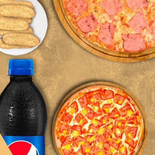 Súper Combo 2- 2 Pizzas Familiares+Pan Ajo+Pepsi1L