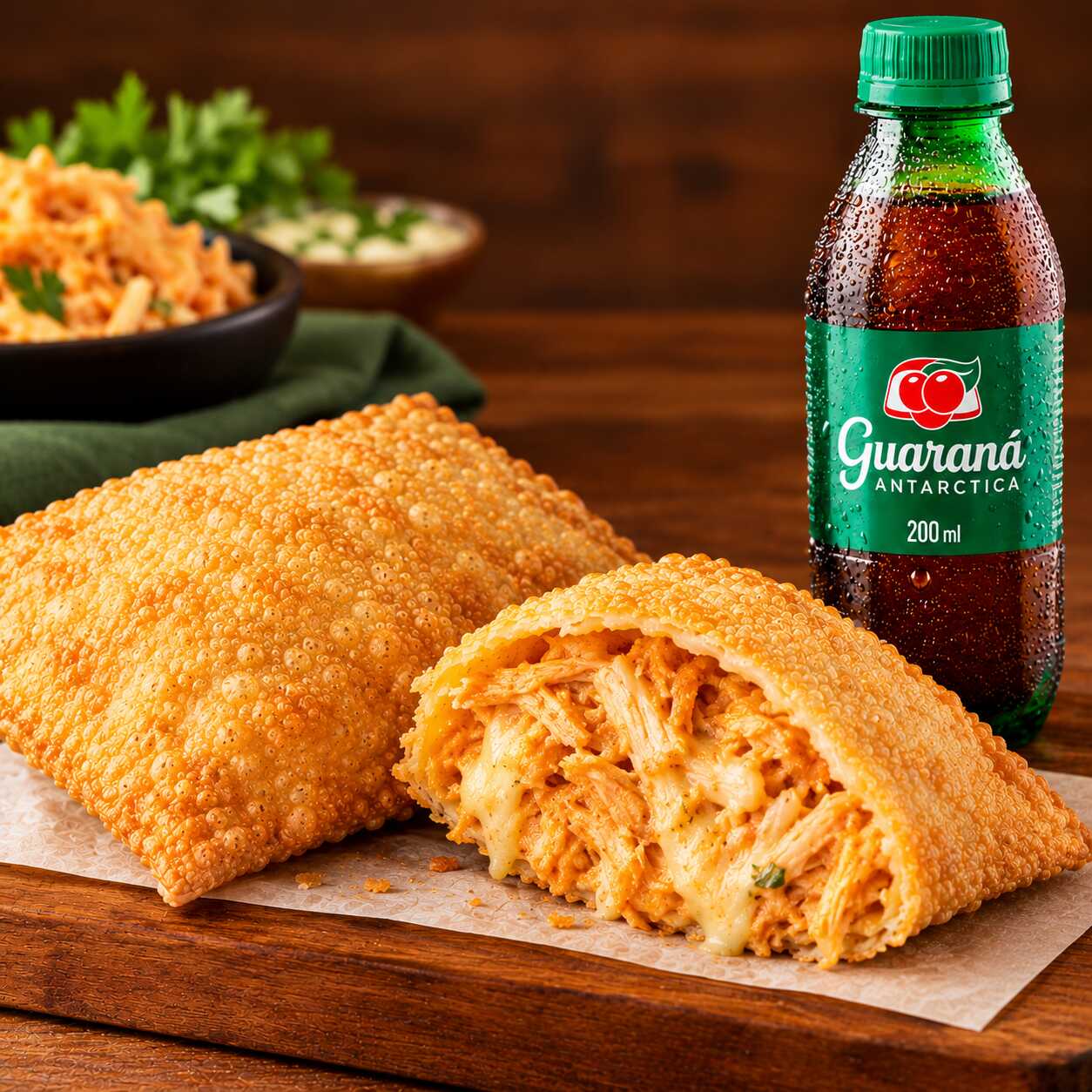 A combinação perfeita para matar a fome! Frango cremoso, acompanhado de um Guaraná bem gelado de 200ml. Sabor irresistível para aproveitar sem pensar duas vezes!