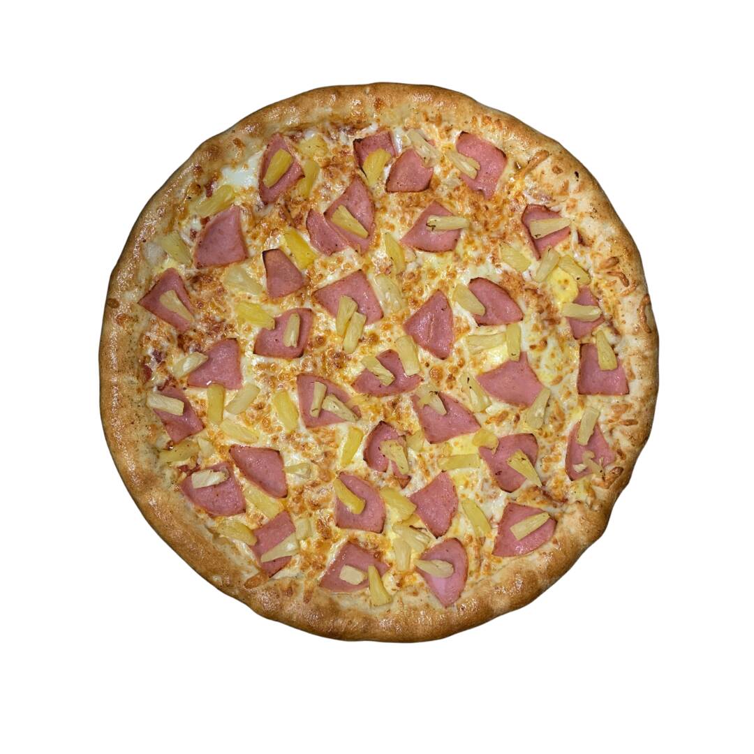 Pizza grande hawaiana con orilla rellena