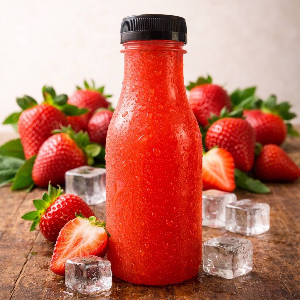 SUCO DE MORANGO 350ML 100% NATURAL, FEITO NA HORA COM FRUTAS FRESCAS. SABOR MARCANTE, REFRESCANTE E CHEIO DE VITAMINA C PARA DAR AQUELA ENERGIA NO SEU DIA. SEM CONSERVANTES. 350ML.