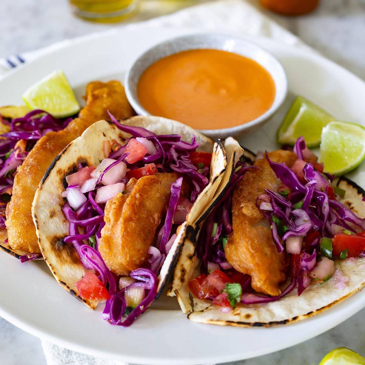 3 Tacos de Camarón Capeado