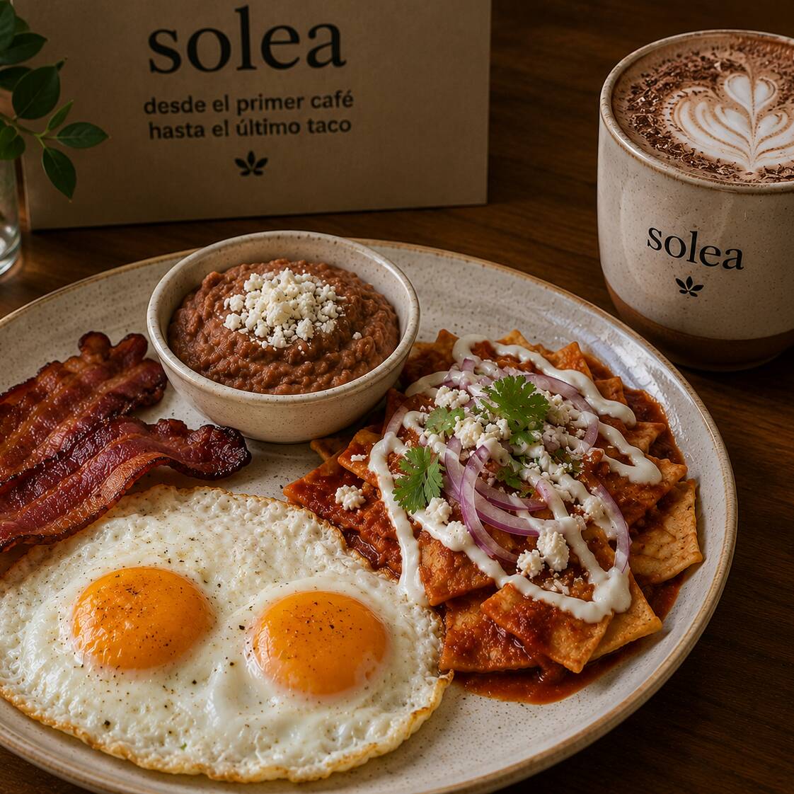 Huevos con Tocino + Café Caliente