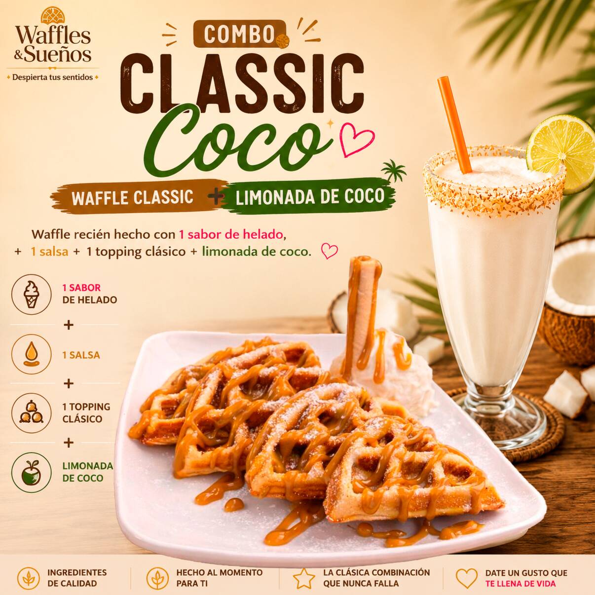 Waffle Classic + Limonada Coco