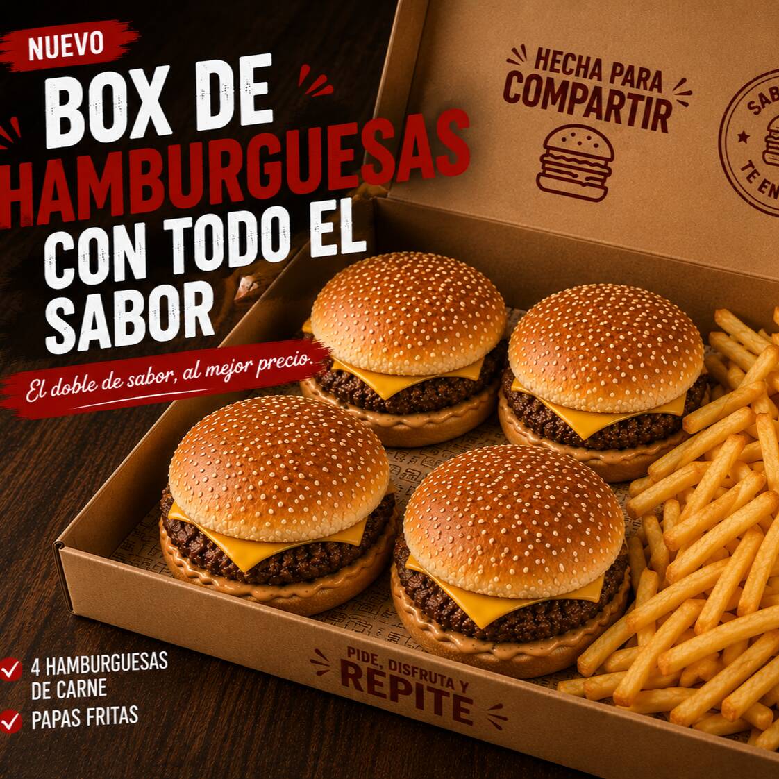 Surtida Box de Burger con Papas