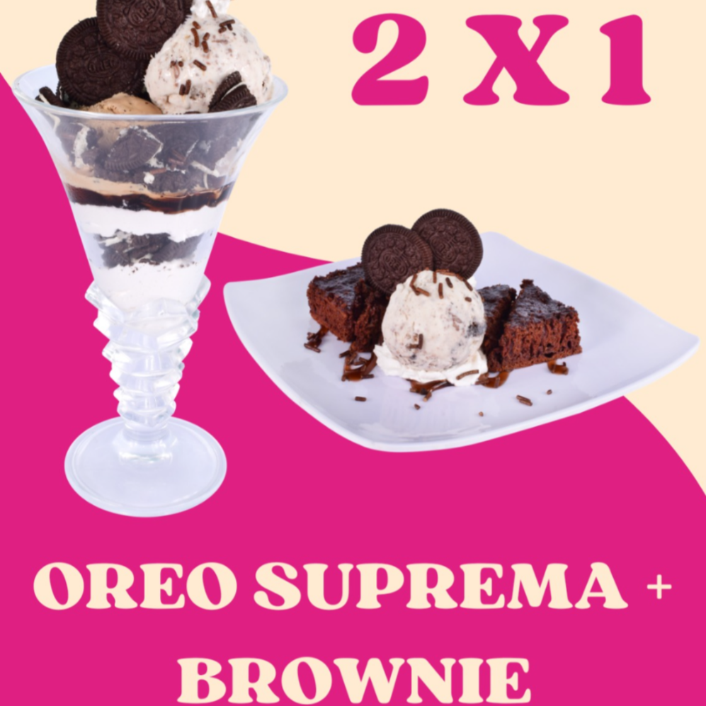 Brownie con Helado más Copa OREO