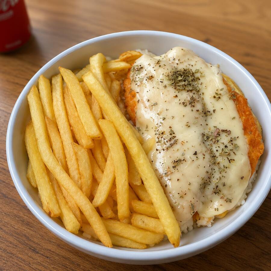 você monta sua marmita escolhendo 4 guarnições: batata frita, arroz, feijão, macarrão, farofa ou salada de legumes.
Marmitex caprichada, comida brasileira caseira de verdade, feita na hora pra matar sua fome. PF completo perfeito pro seu almoço bom e barato com entrega grátis!