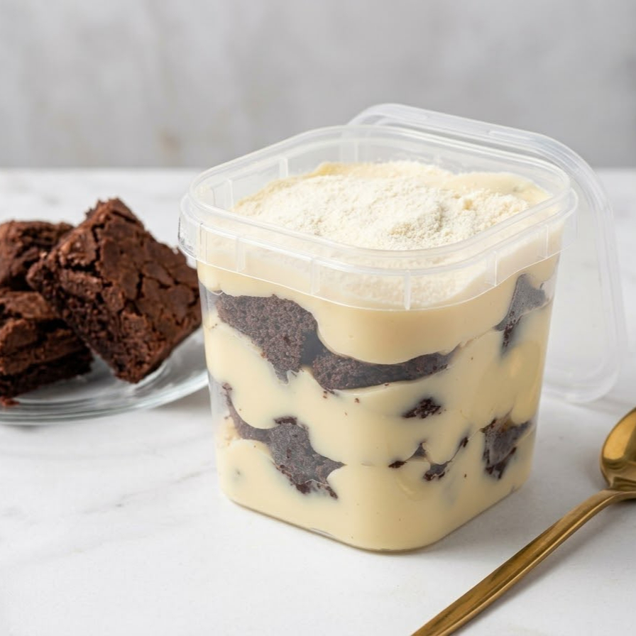Pedacinhos de brownie com creme de Ninho . pote 220ml