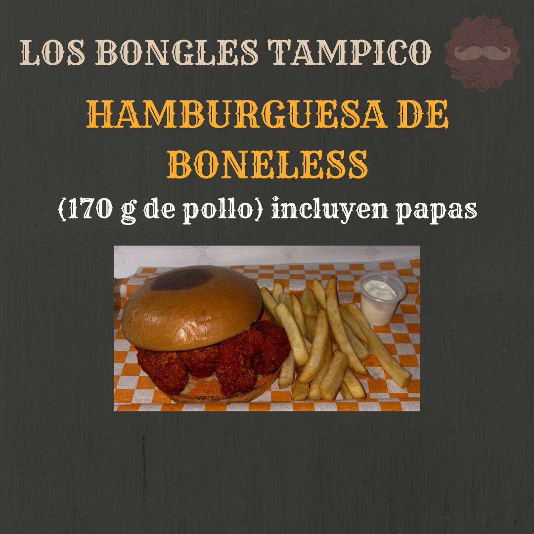 HAMBURGUESA DE BONELESS (170G - 6-7 PZ) C/PAPAS