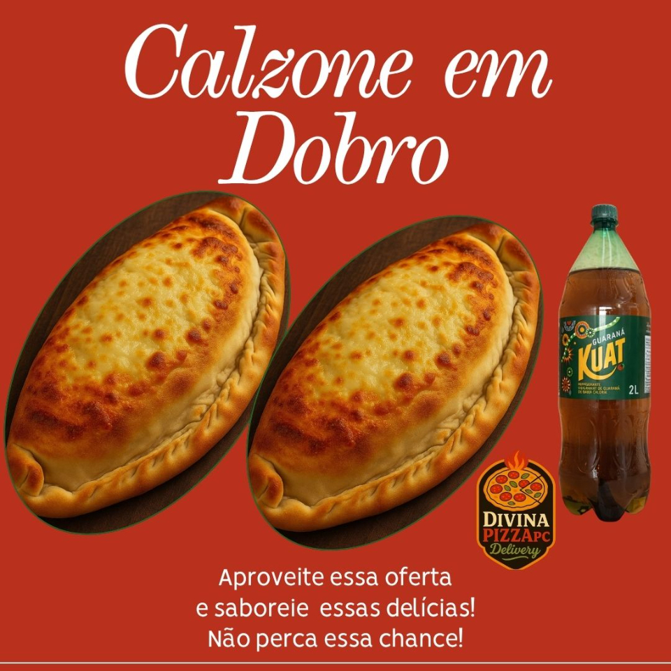 2 calzones de calabresa mineira + um guaraná 2L