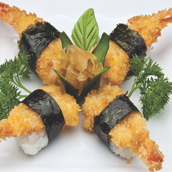6 sushis selecionados de camarão fresquinho e empanado crocante