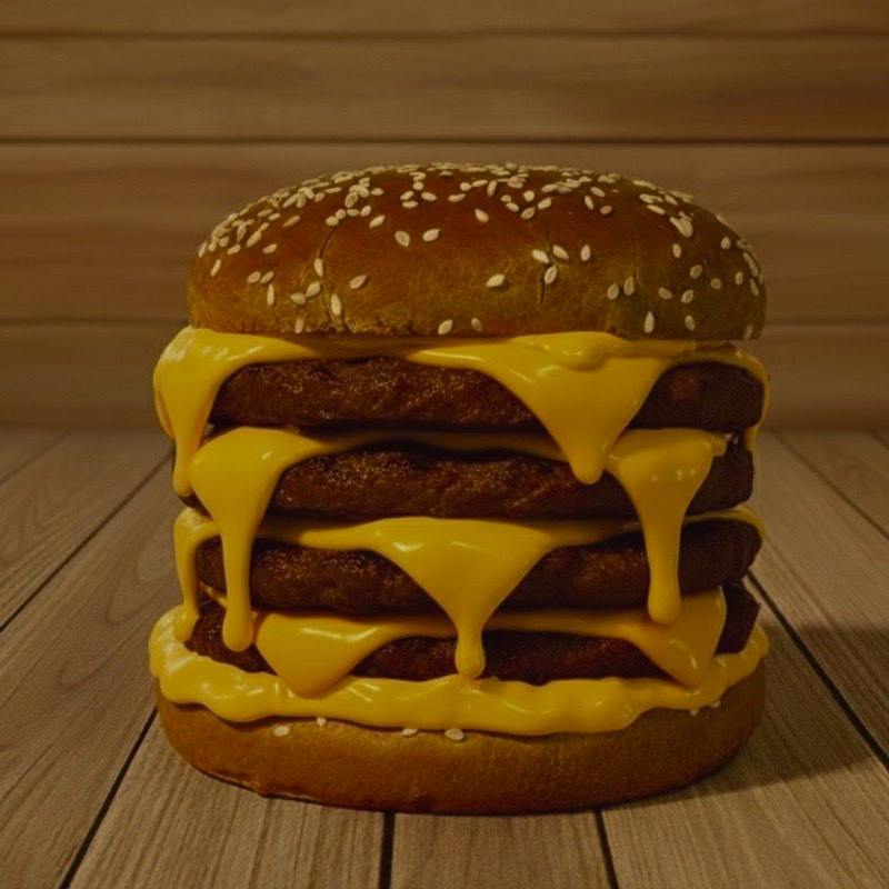 Pão, 4 carnes, cheddar, bacon, barbecue, maionese alho, cebola cripy, requeijão e batata palha